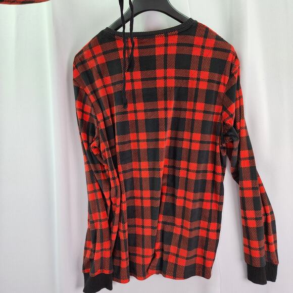 CUDDL DUDS JAMMIES Men's Med Pants ~ Large Top Buffalo Red Black Flannel Pajama - Picture 6 of 8